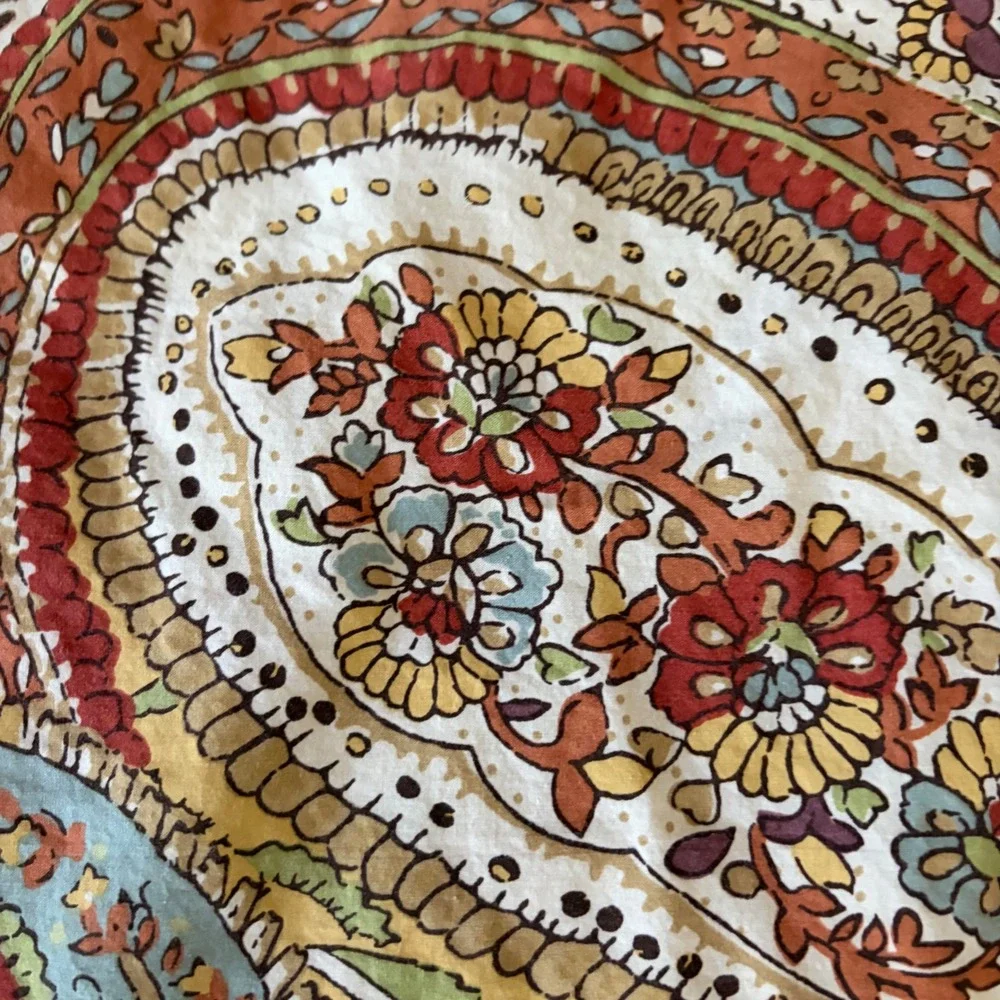 Pottery Barn King Duvet Cover Harper Caesarea Cotton Paisley Floral‎ Boho Earthy